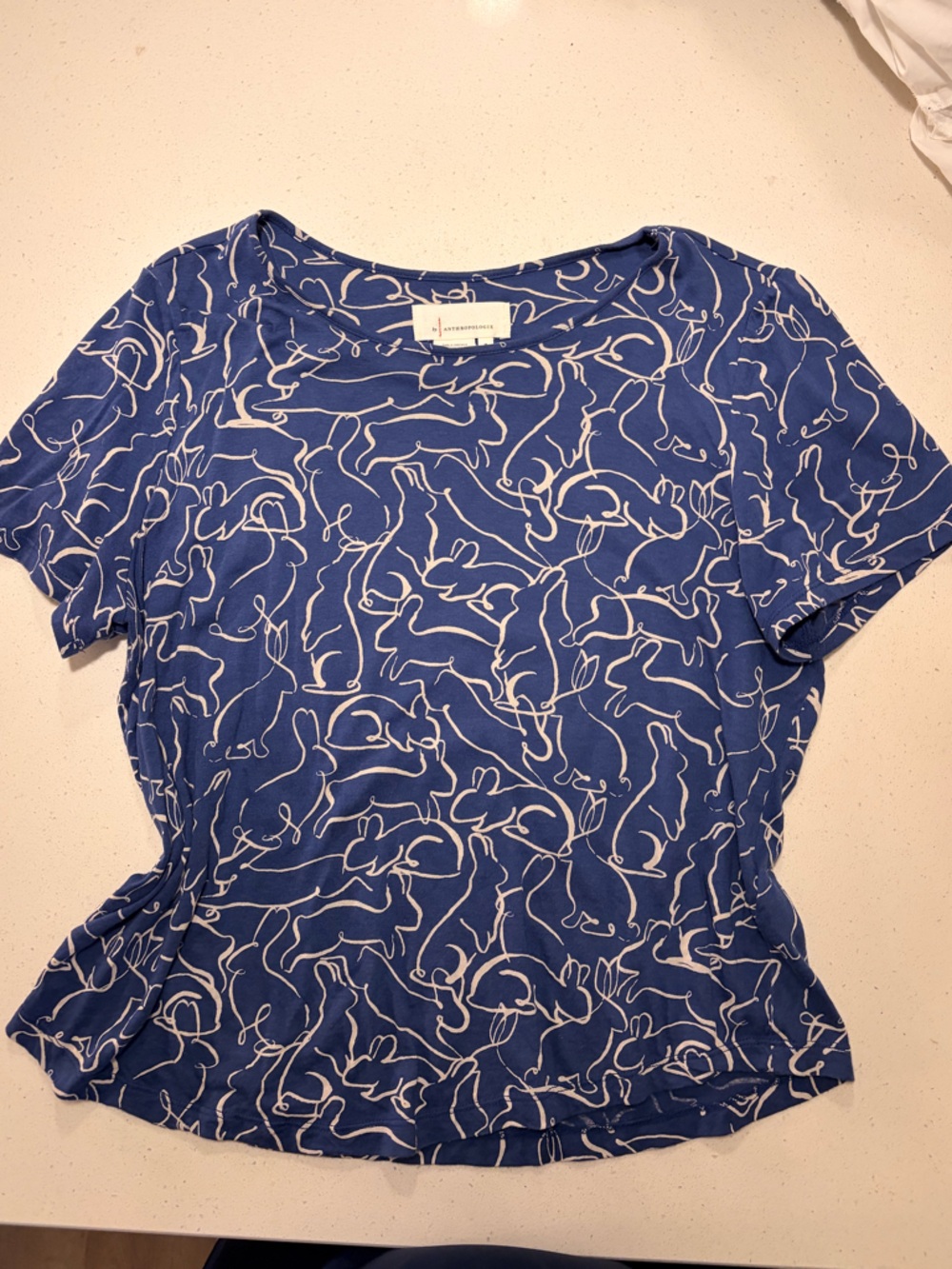 Anthropology Bunny Blue Short Sleeve Patterned Women's Top